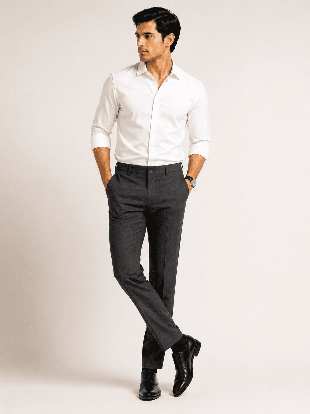 Men's Tailored Wool-Blend Trousers