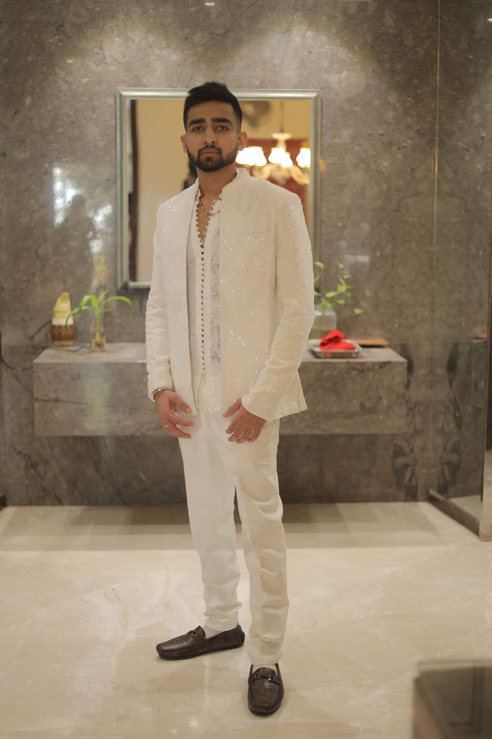 Men's Ivory Silk Wedding Sherwani